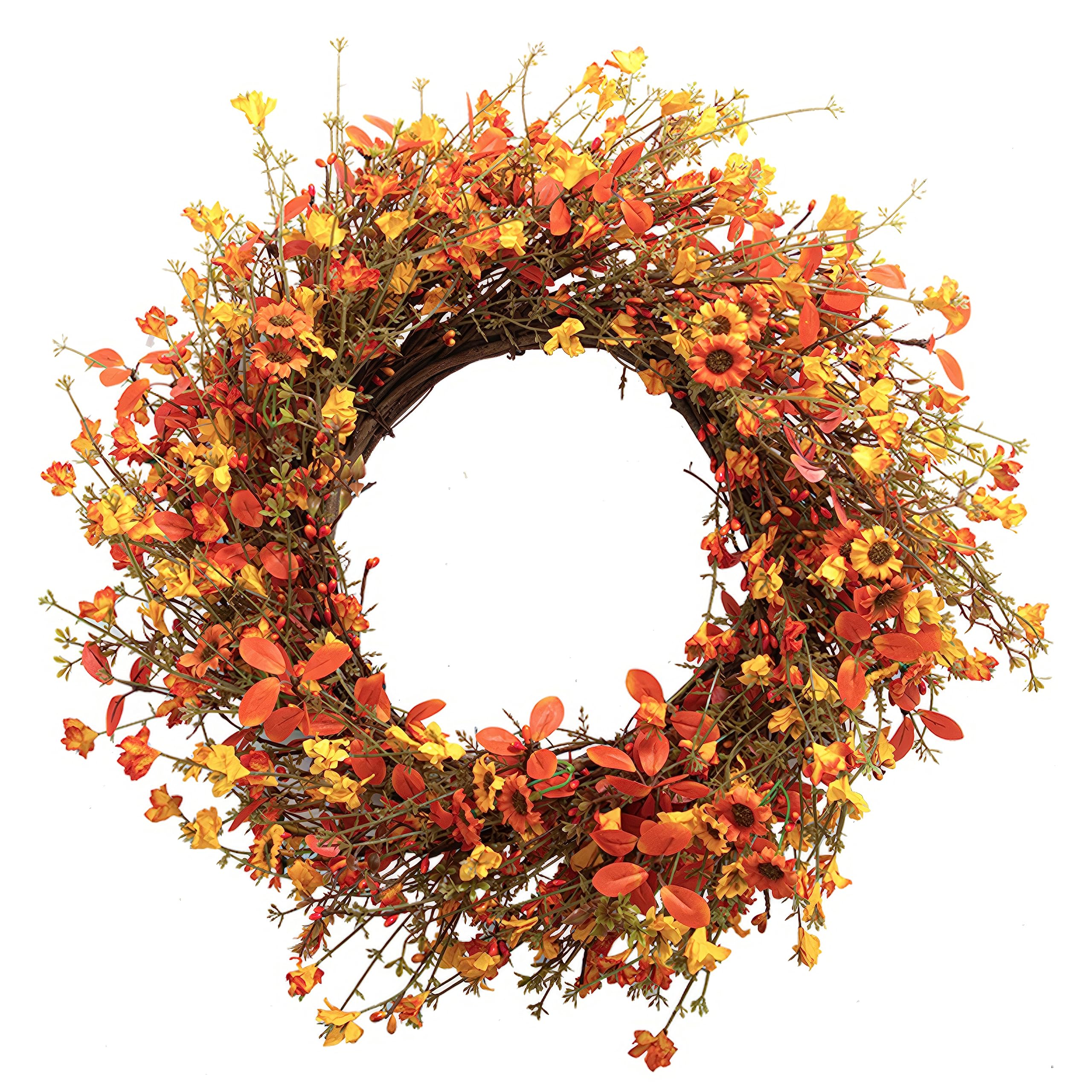Yawwind Fall Wreaths for Front Door 22 Inch Artificial Autumn Wreath ...