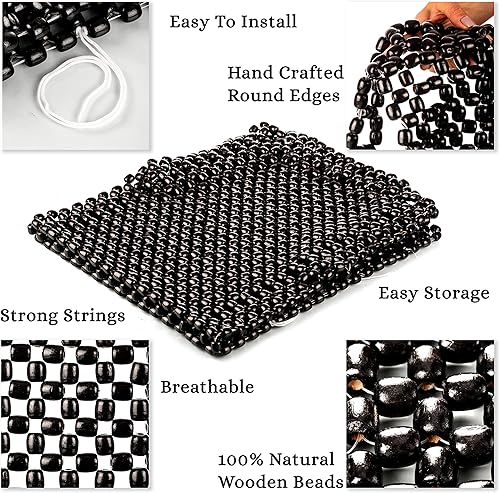 Miniatura 4 de Zento Deals Funda de asiento con cuentas de madera real, cojín de masaje de madera real, reduce la fatiga, el automóvil, camión o tu silla de oficina