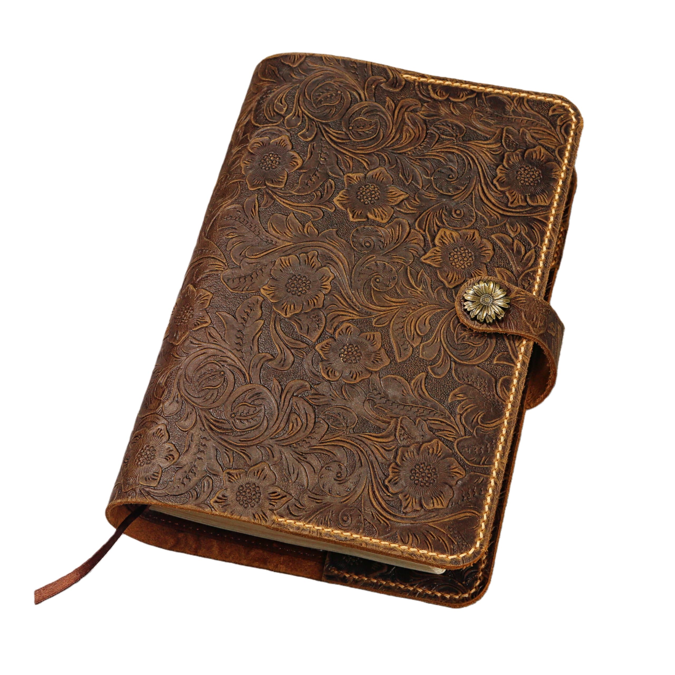 Amazon | エンボス加工花柄レザー 小型 中型 聖書カバー 本革 手帳