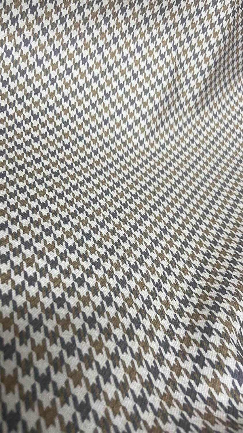 Houndstooth Design Velvet Finish Digitally Printed Soft and Rich Furnishing Fabric for Sofa, Cushions, Dinning Chair, Craft - Width 54 inches - Fabric by The Yard