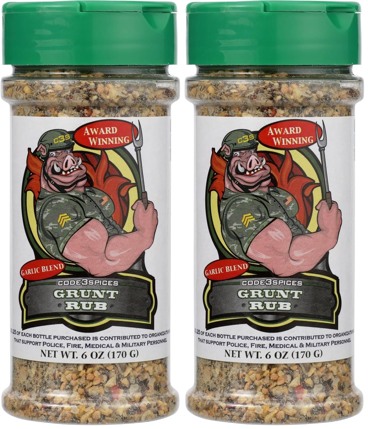 CODE 3 SPICES Grunt Rub, 6 OZ (Pack of 2)