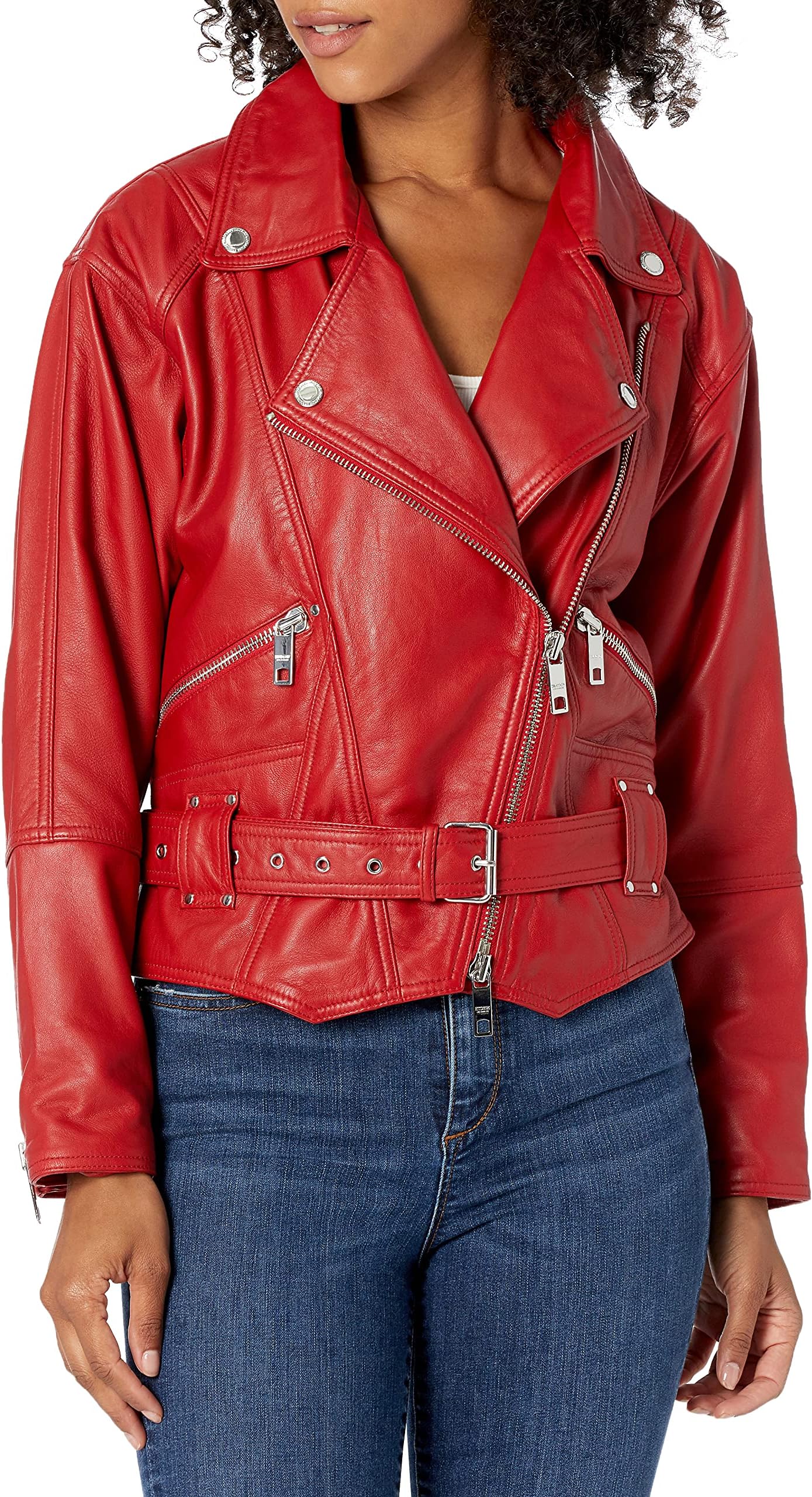 HUDSON Women's Red Leather Jacket