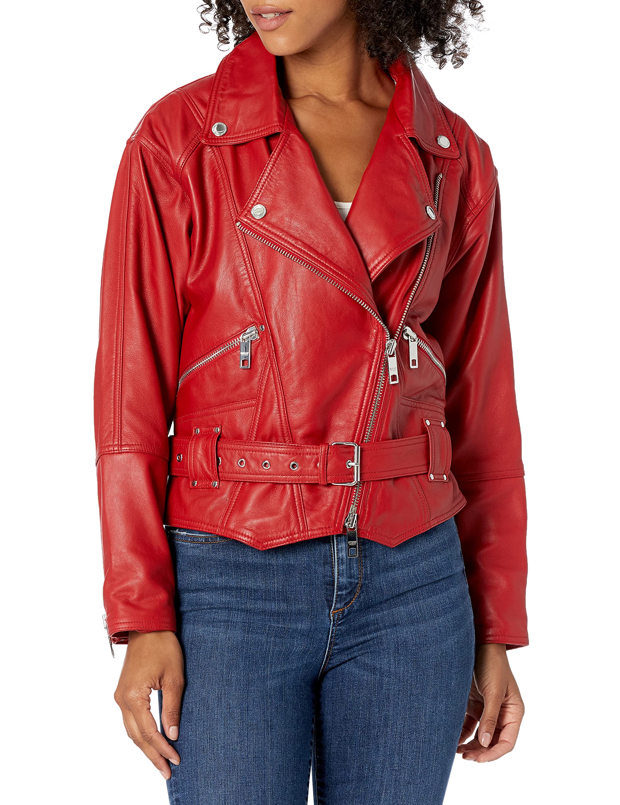 HUDSON Women's Red Leather Jacket