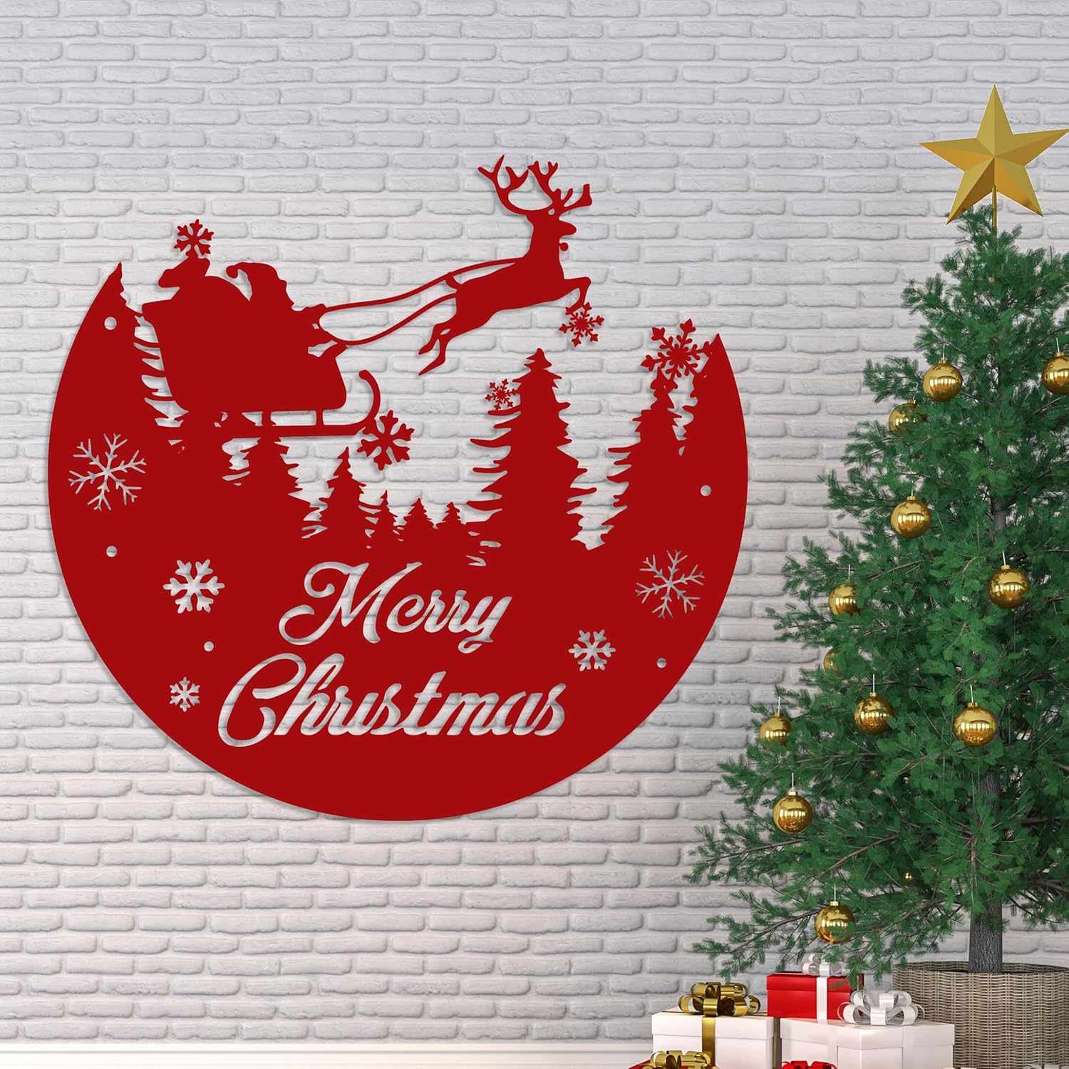 YOOSHINING Personalized Santa Claus and Reindeer Christmas