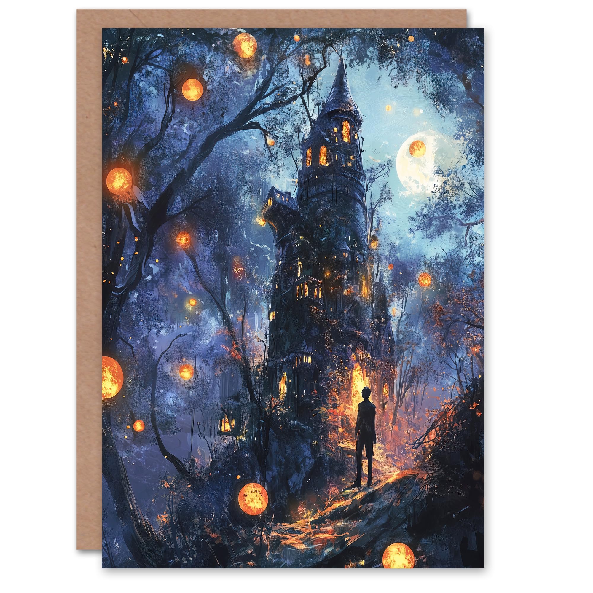Artery8 Greeting Card Man By Witch House Dark Forest Fantasy Art Blank For Him Or Her Art Birthday Card