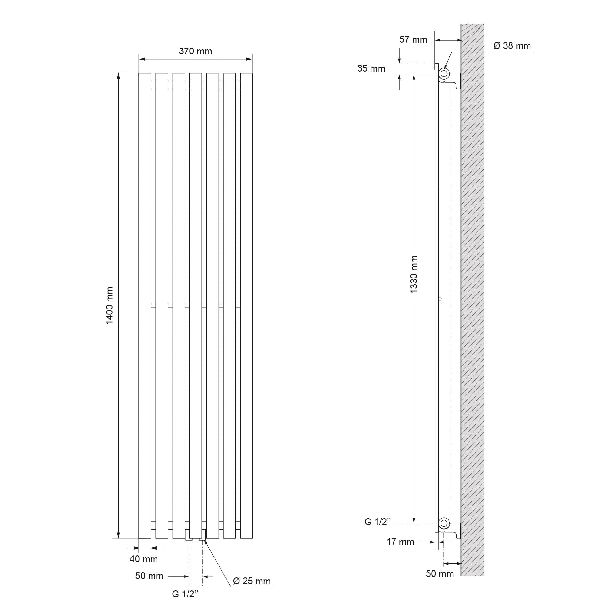 Radiatore Design Sahara 40x80cm Acciaio Cromato - Termosifone Verticale Moderno Per Bagno - Foto 5