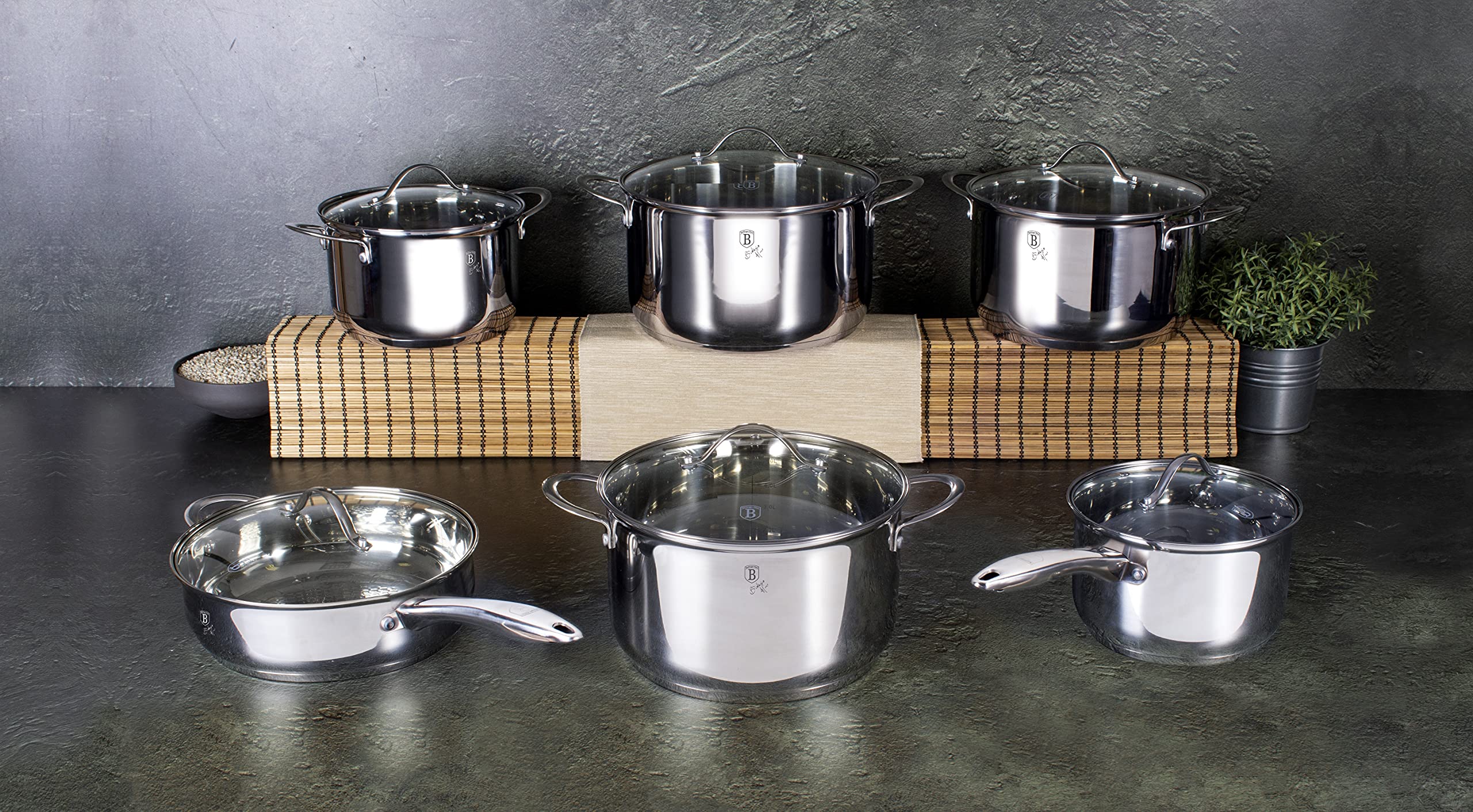 Berlinger Haus 12Pieces Stainless Steel Cookware Set with Cooking Pots
