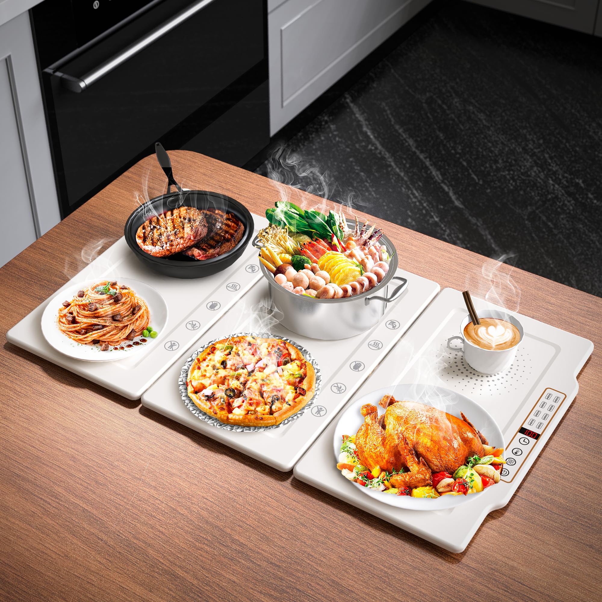 TOPRATED Large Splicing Electric Warming Tray (25x15 inch), Metal Foldable and Portable Heating Warmers Food Warming Mat for Kitchen,Parties, Buffet, Restaurant, Family dinner,Countertop