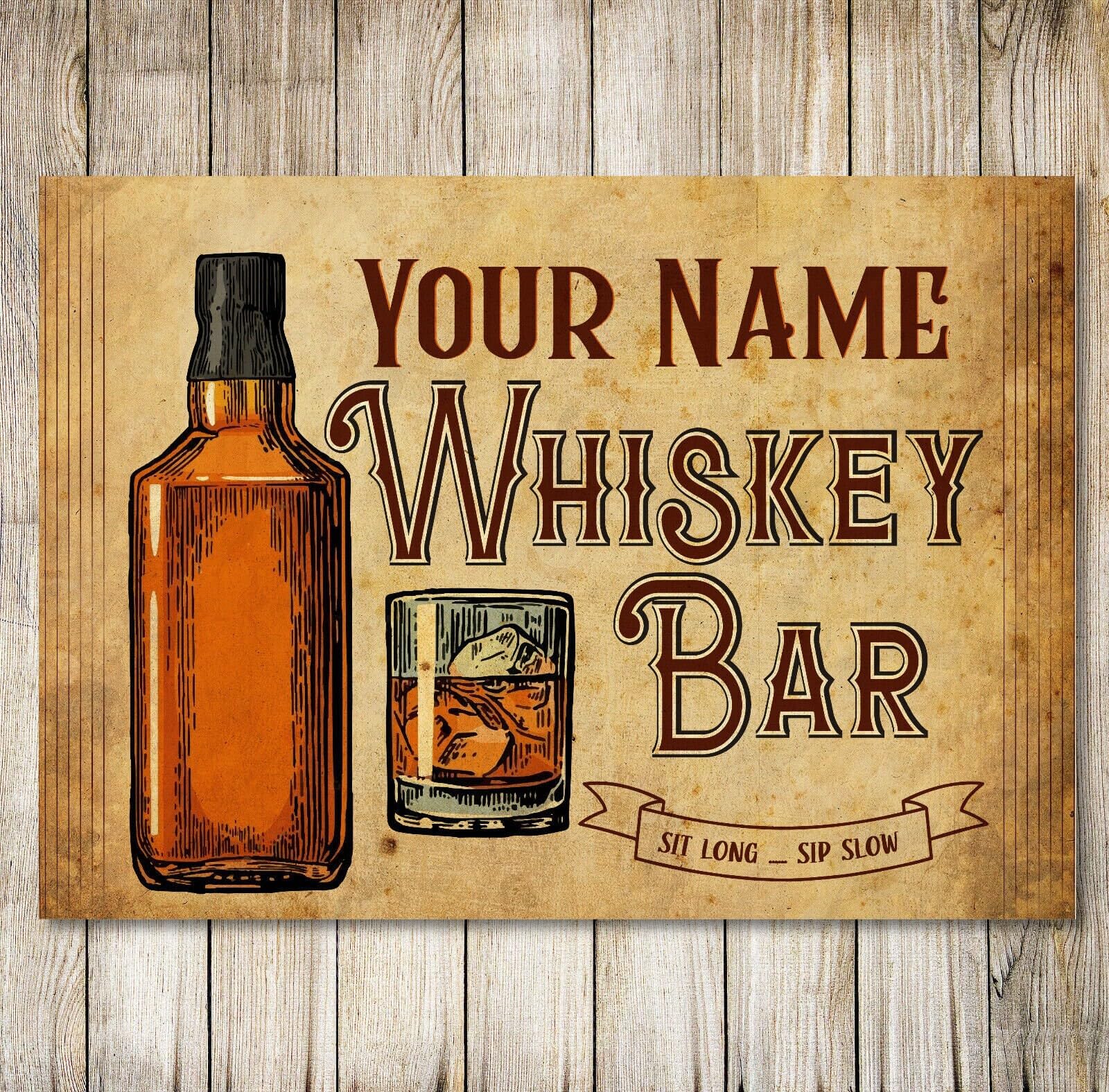 PERSONALISED Whiskey Bar Sign Pub Lounge Decor Kitchen Custom Decor Metal Plaque