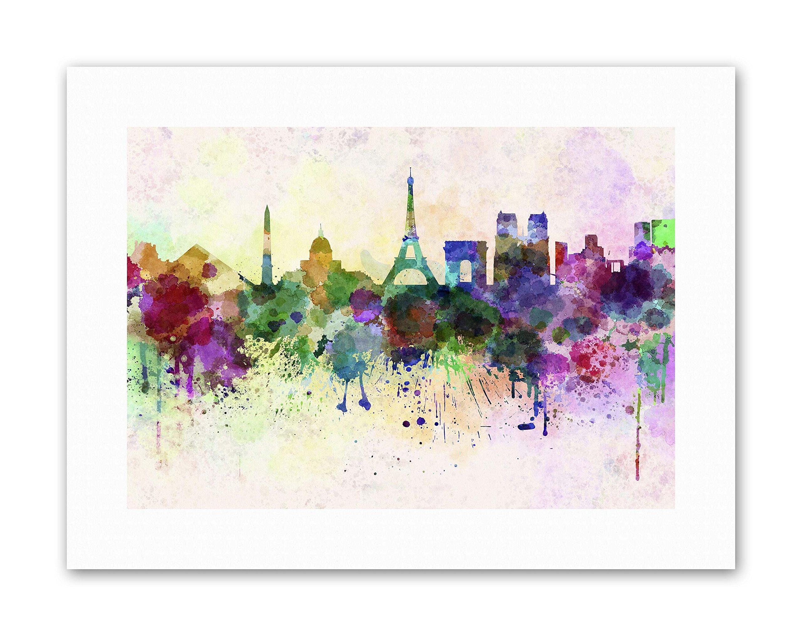 Wee Blue Coo Blue Wee Coo Cityscape Paint Splash Skyline Paris Painting Canvas Art Print