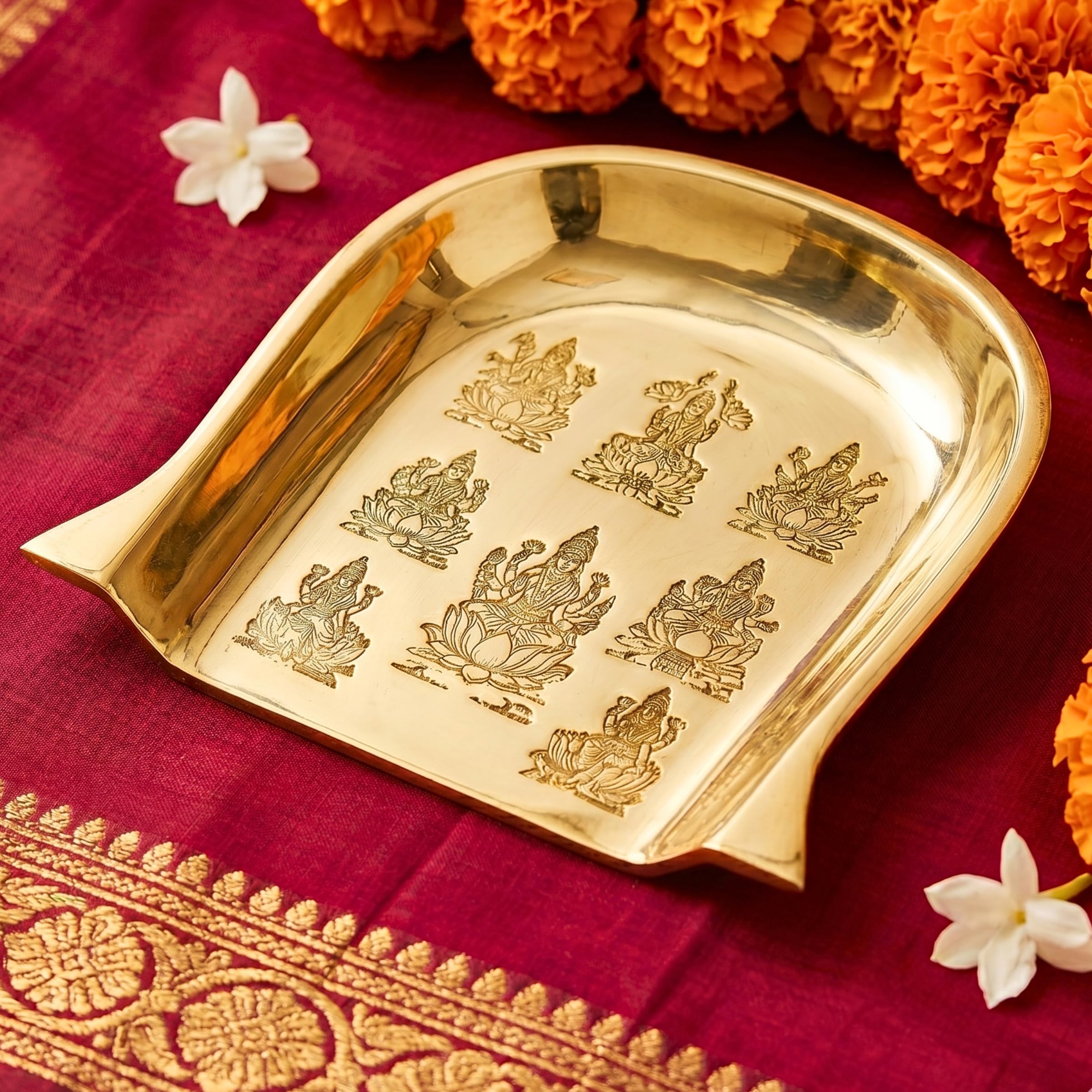 anciently Ashtalakshmi Brass Muram/Small Soop for Pooja - Traditional Mini Pital Sup/Moram/Supli for Chhath Puja & Return Gifts, Brass, Gold Colour, 1 No-picture-12