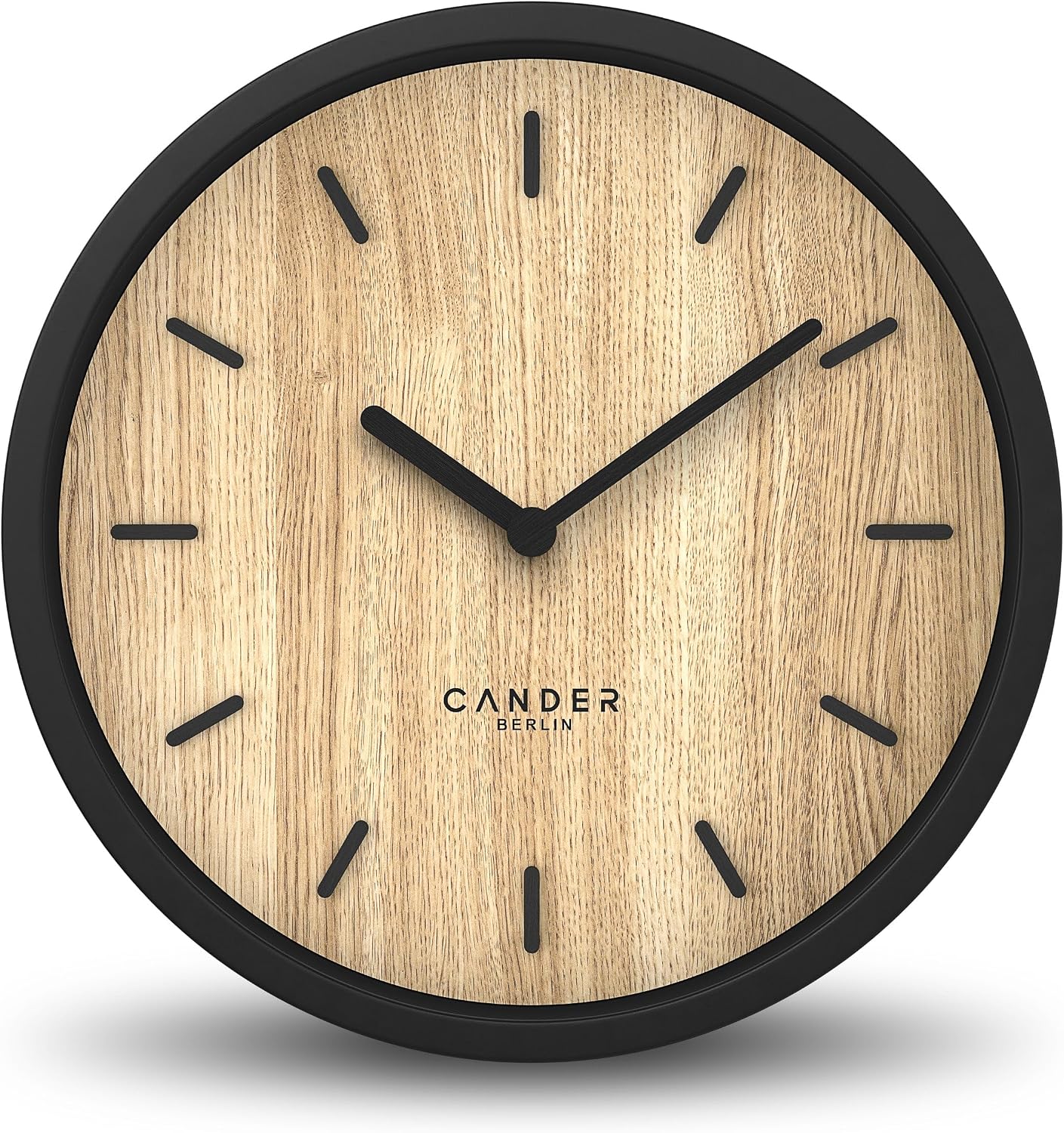 Cander Berlin MNU 2712 A - Orologio da tavolo, 12 cm, funzionamento a batteria, impiallacciatura di legno di quercia, senza ticchettio, analogico, moderno