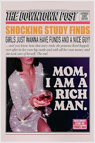 Osdfem Divertida cita moderna para beber hipster, arte de pared para niñas calientes bebiendo champán, titulares de periódicos, póster Groovy Y2k, disponible en Yaxa Peru