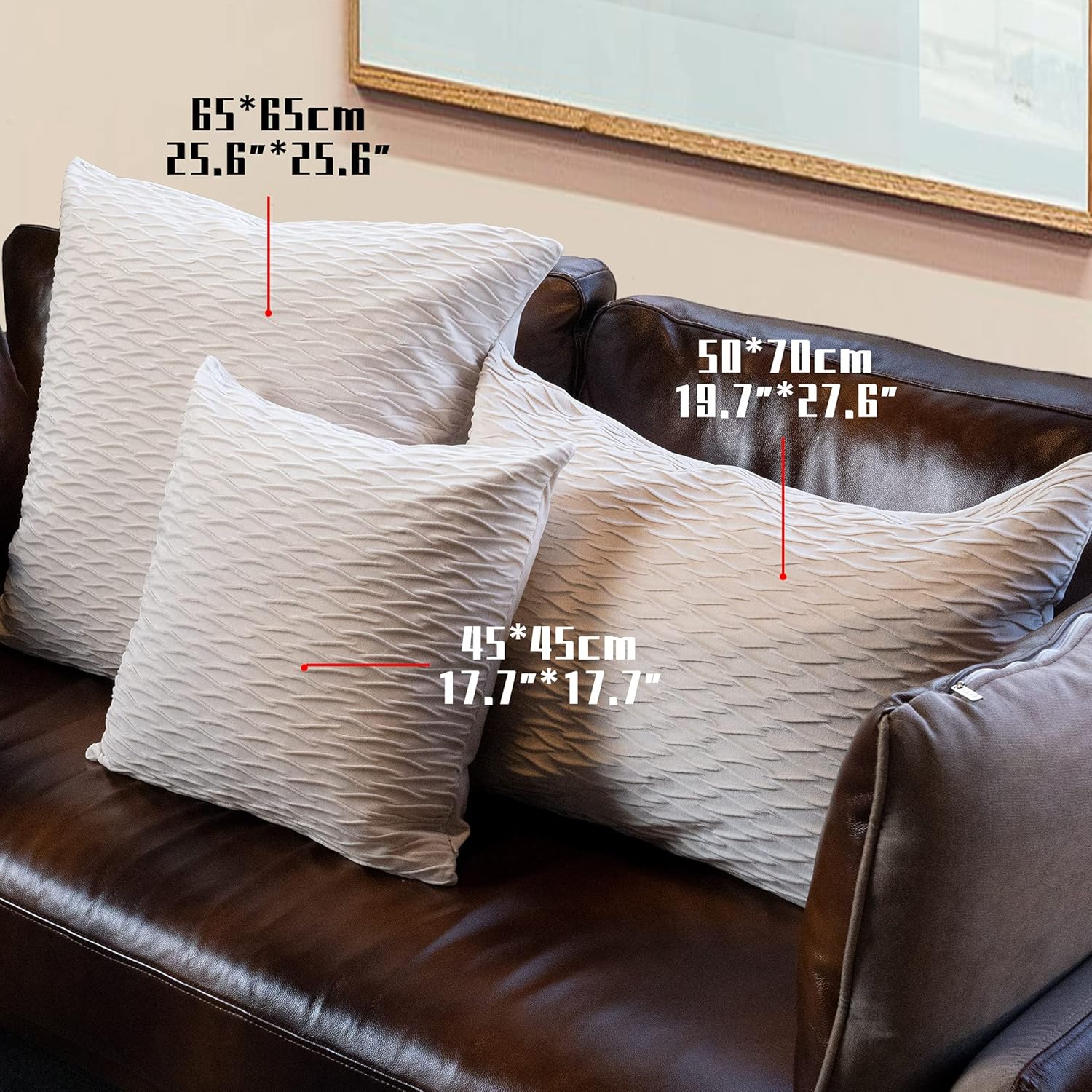 Vagasi 2 Pack 18x18 Pillow Covers Brown Corduroy Christmas Decorative Throw Pillow Covers, Soft Striped Square Cushion Case Boho for Living Room Sofa Bedroom