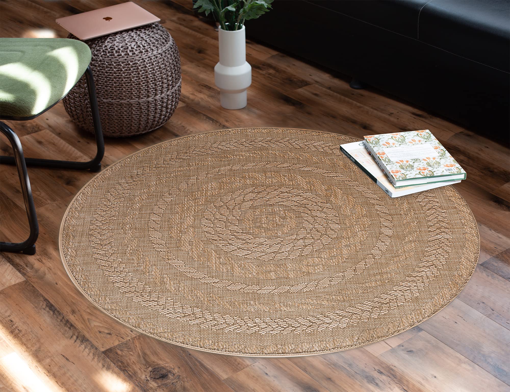 In- und Outdoor-Teppich Outward Circles Hellbraun - 120x120cm für Innen und Außen