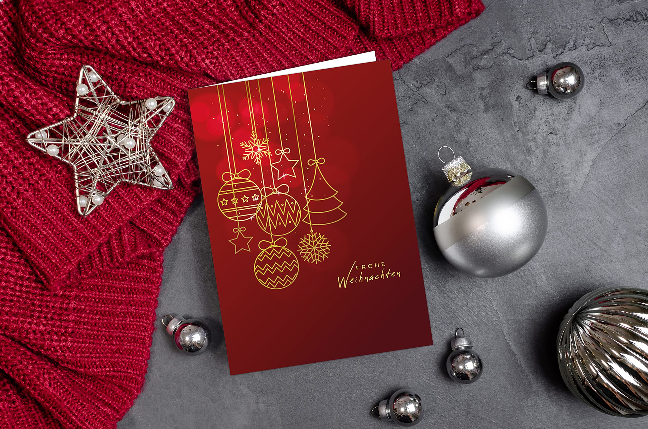 12 Cartes De Noël De Luxe - Joyeux Noël - 4 Dessins - 11,5x16,5cm