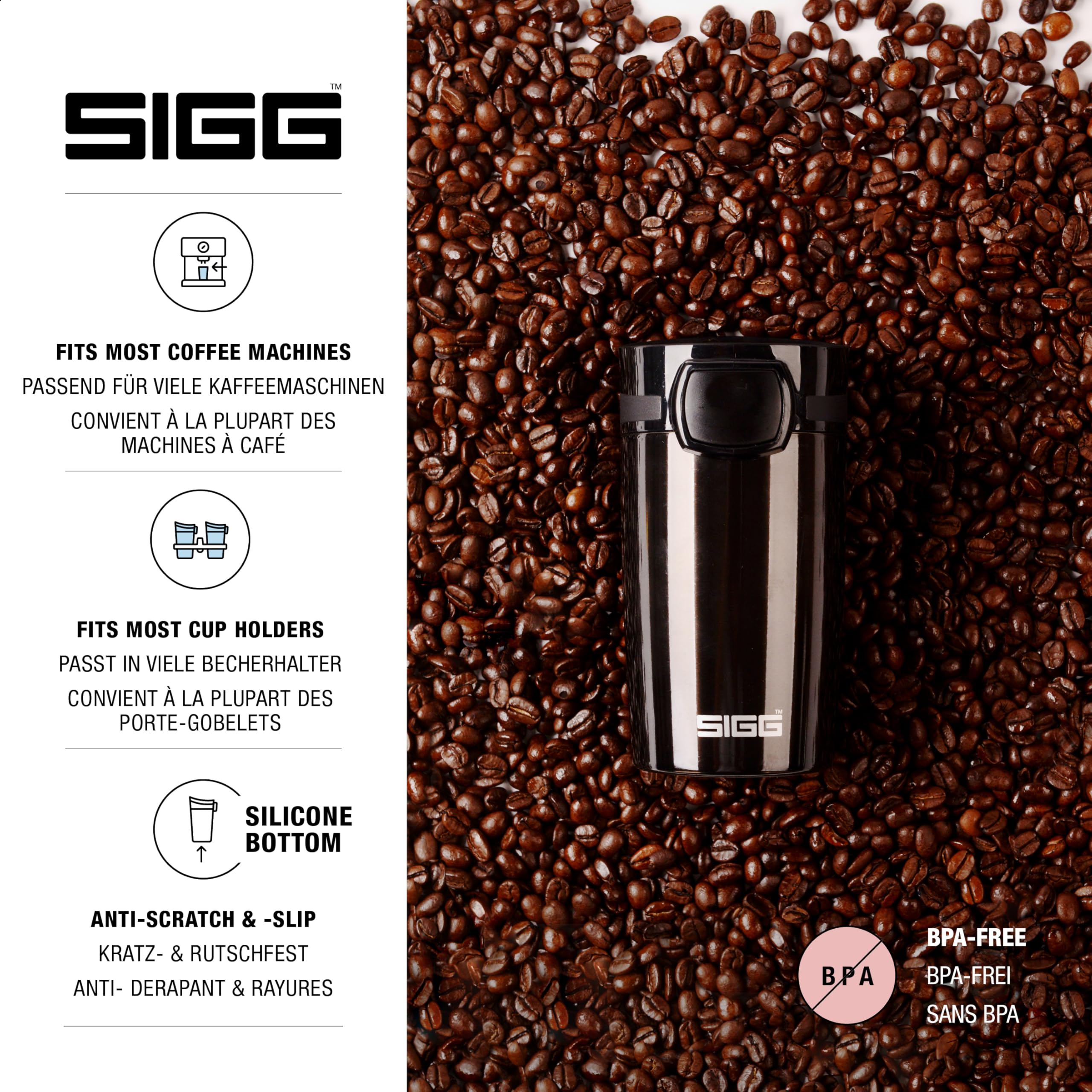 Sigg Taza térmica Miracle (0,27 l/0,47 L), sin sustancias nocivas y aislada, taza de café para llevar de acero inoxidable