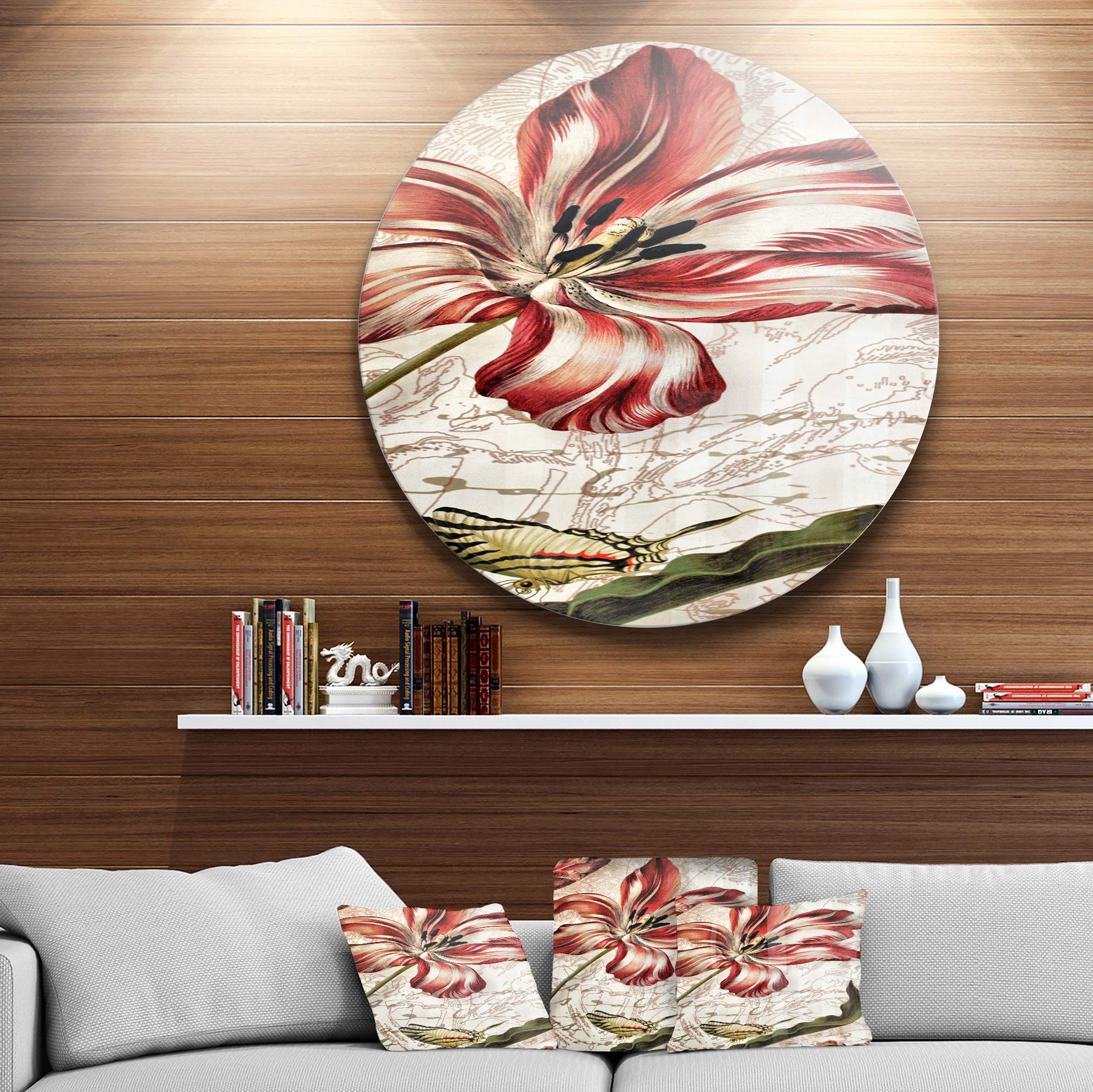 絵画 flk046234 Amazon.com: Designart Fractal Blue Red Digital Flower Metal