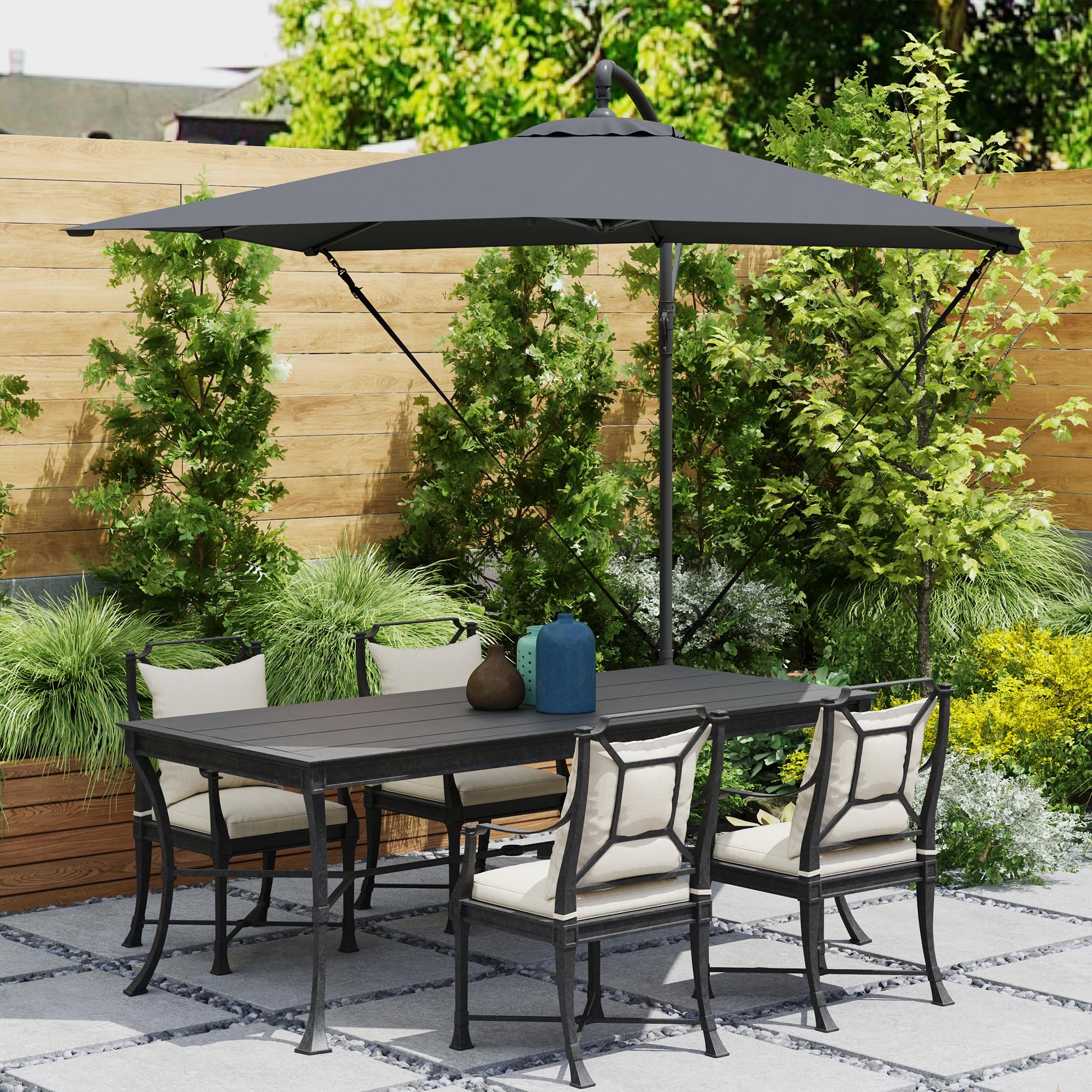 Outsunny Parasol Déporté 2,5 x 2,5 m Toile Ajustable Manivelle