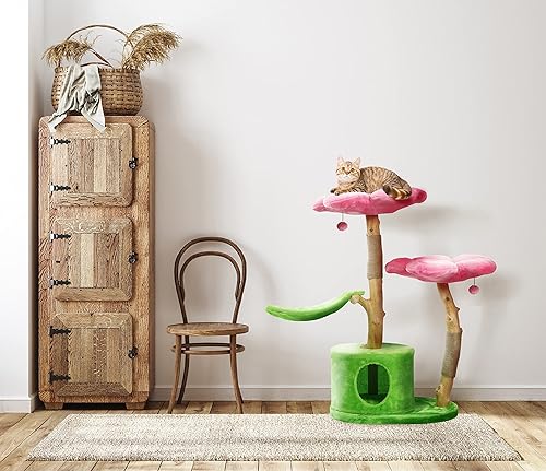 Miniatura 2 de KBSPETS Árbol floral de madera para gatos, torre de gato de madera, casa moderna para gatos, muebles de gato, regalo para gatos, condominio de lujo
