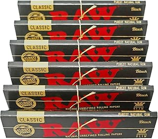 RAW Classic Black King Size Slim Natural Unrefined Ultra Thin 110mm Rolling Papers (6 Packs)