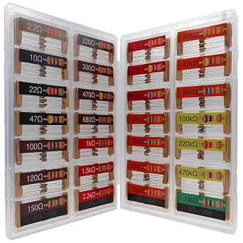 EEEEE 1/4w 28 Values 560pcs with 5% Carbon Resistor Assortment Kit and Electrical Industrial Assorted Set K Ohm Pack for Led Lights 2.2 Ohm - 1M Ohm