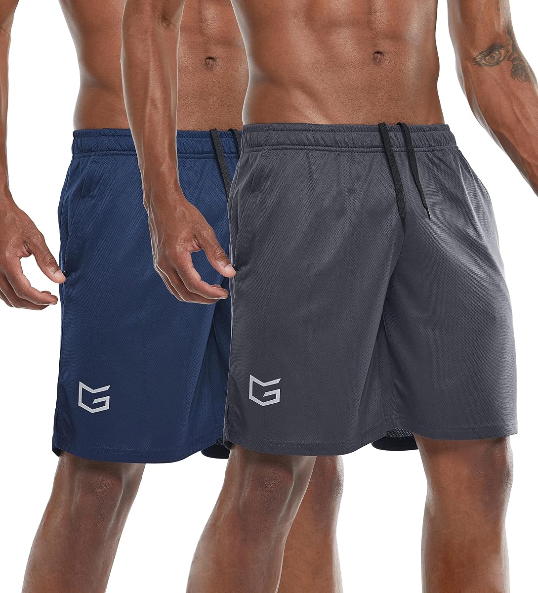 Men's 7" Workout Running Shorts Quick Dry Lightweight Gym Shorts with Zip Pockets