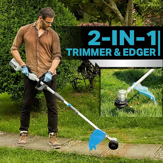 RB 17 40V Cordless String Trimmer with 2Ah Battery & Charger | Bump feed .095 heavy duty line. 2-in-1 trimmer and edger. 2 speed with low vibration. 40V battery powered for lawn care.