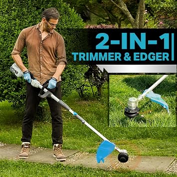 RB 17 40V Cordless String Trimmer with 2Ah Battery & Charger | Bump feed .095 heavy duty line. 2-in-1 trimmer and edger. 2 speed with low vibration. 40V battery powered for lawn care.