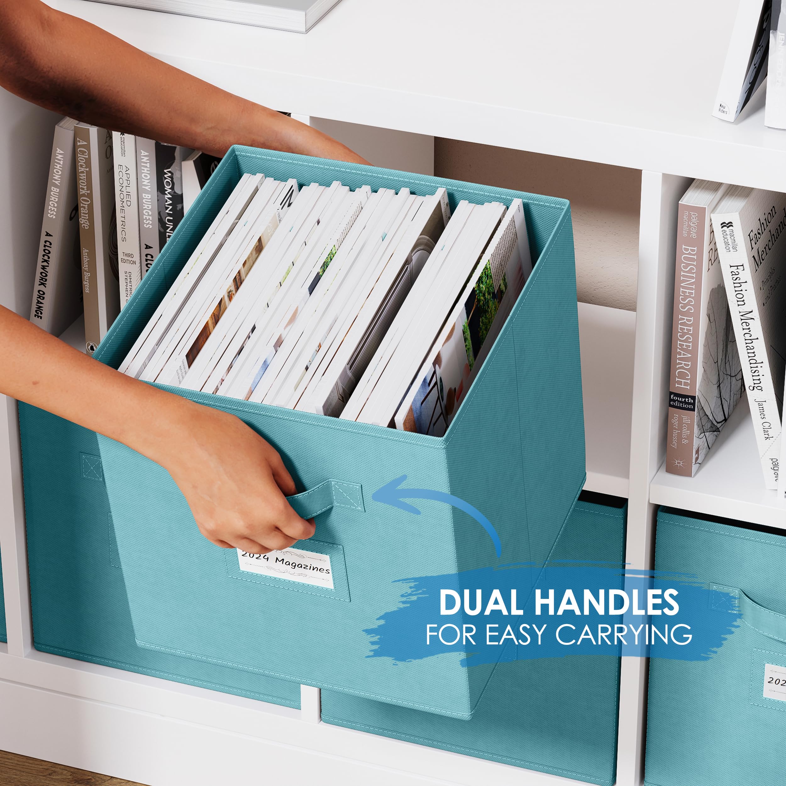 Scatole Contenitori | Set Di 8 Cubi Contenitori Per Armadio In Tessuto Con 2 Maniglie | Scatole Per Armadio Porta Oggetti | Cubi Portaoggetti Pieghevoli | Cubo Contenitore Quadrato [Rosa Chiaro
