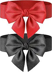 2 peças de cinto de laço com design elástico para vestidos vintage cintos elásticos, ideal como acessórios de vestido de festa (preto, vermelho), Preto, vermelho, Width: approx. 2.4 inches