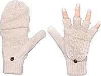 Vista 69 de Beurlike Guantes de invierno para mujer, de lana cálida, a prueba de viento, convertibles, sin dedos Negro