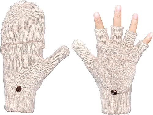 Miniatura 69 de Beurlike Guantes de invierno para mujer, de lana cálida, a prueba de viento, convertibles, sin dedos Negro