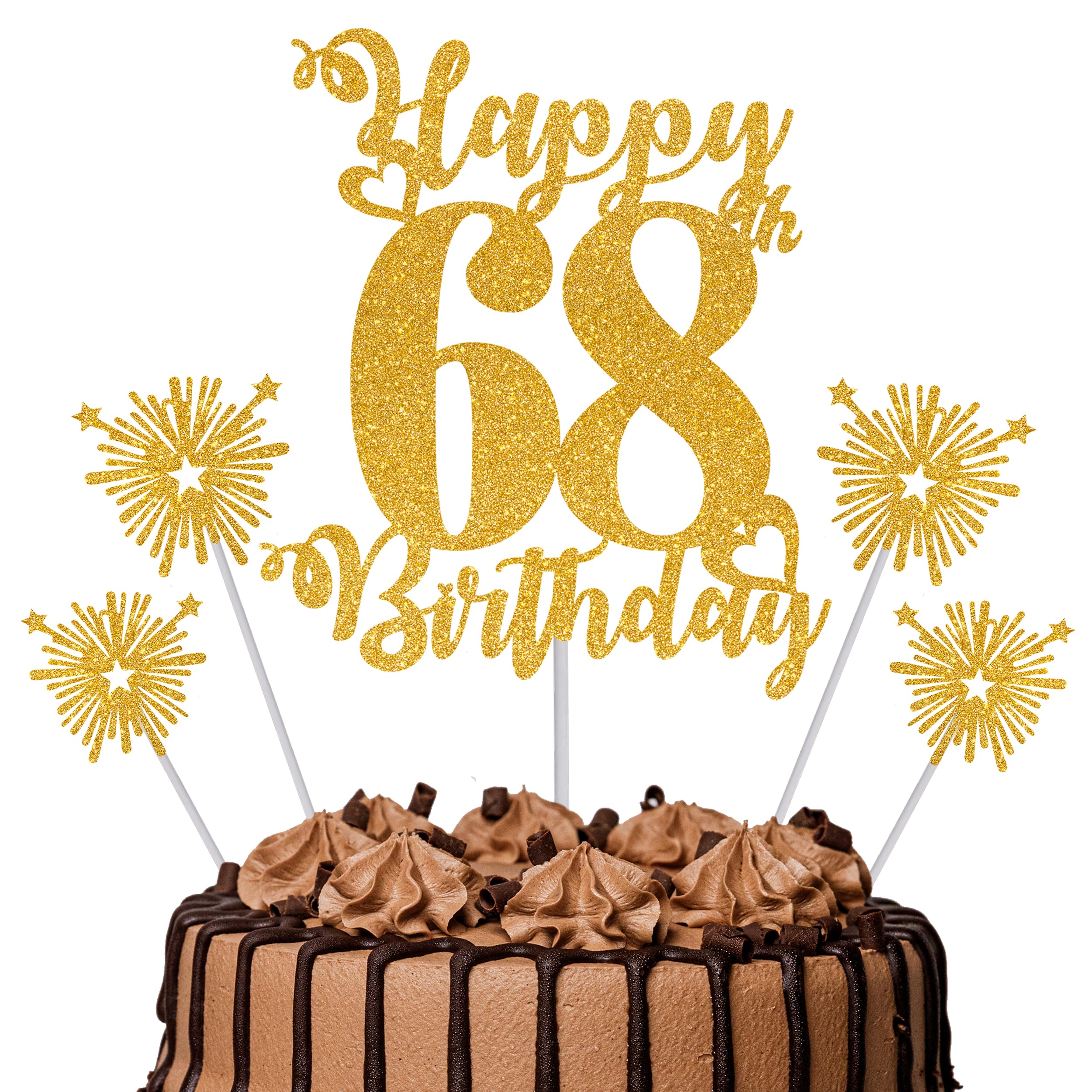 Gold Glitter 96th Birthday Cake Topper Set – 5 Piece Premium Glitter Birthday Decoration & Party Supplies for Men, Women & Kids – 96th Birthday — view 85