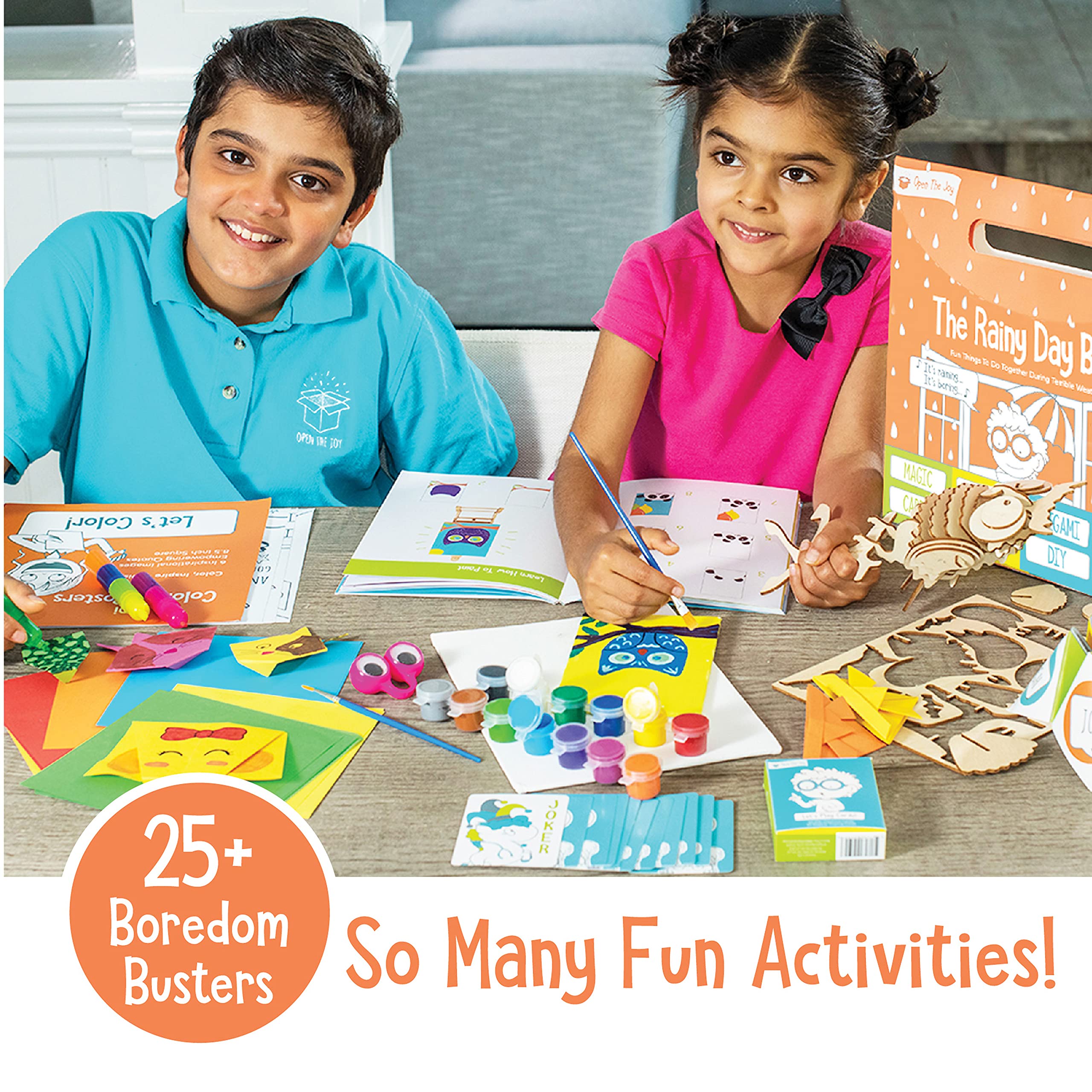 Rainy Day Activities for Kids, Activity Bag Includes Wooden DIY Project, Card Games, Activity Booklet, Craft kit for Kids Ages 4+ - Image 4
