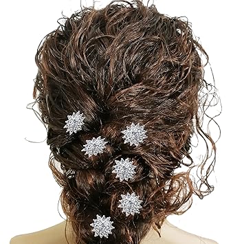Silver Bridal Clear Crystal Rhinestone Hair Pins Set Decorative Wedding Snowflake Hair Jewelry Hair Accessories for Women Headwear (Snowflake)
