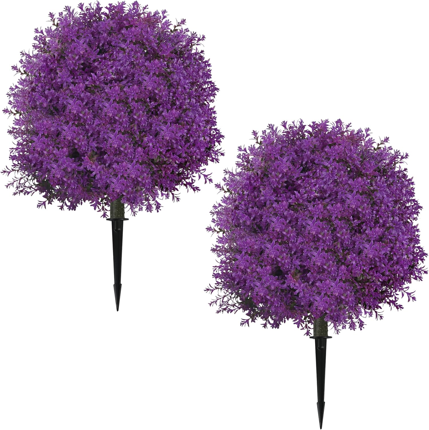 Sunnyglade 25.5" Set of 2 Artificial Lilac Flowers Tree, Faux Lilac Shrub Bushes with Ground Spike, UV Resistant Fake Delphinium Antirrhinum for Indoor, Garden, Yard, Porch, Patio Decor (Pink)