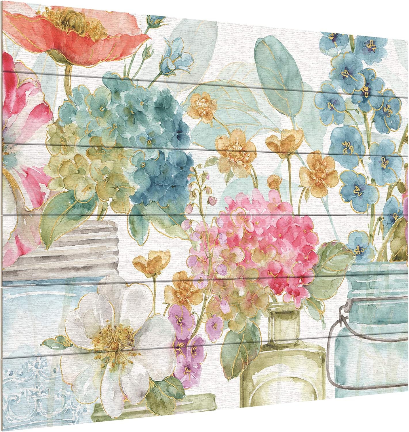 Trademark Fine Art ' Rainbow Seeds Flowers X ' Wood Slat by Lisa Audit 18x22