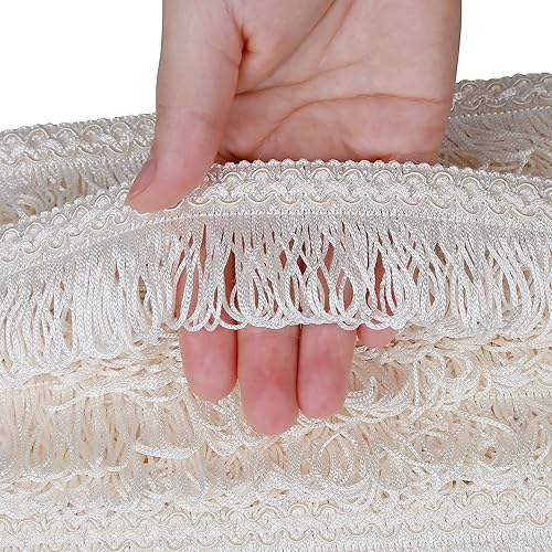Miniatura 10 de fenghuagwu - Borla de encaje dorado de 5 yardas de 1.8 pulgadas de ancho para costura, acolchado, ropa, accesorios, pantalla, mantel, decoración del