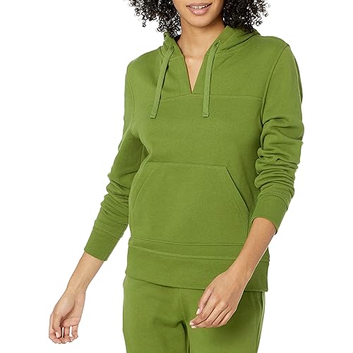 Amazon Essentials Women's Classic-Fit Long-Sleeve Open V-Neck Hooded Sweatshirt