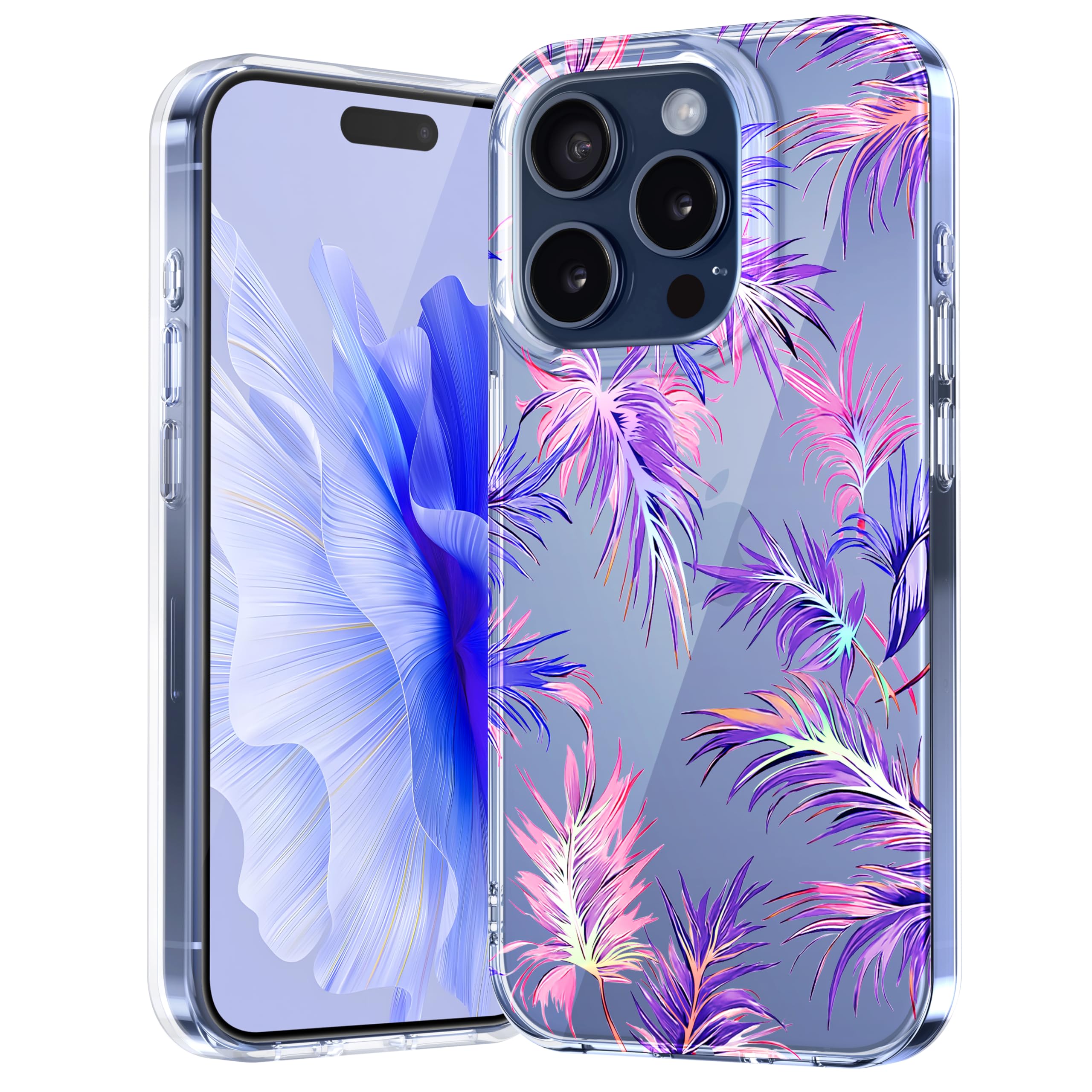 AIKULLIfor iPhone 15 Pro Max Case Floral, Hard PC + TPU Shockproof Protective,Flower Clear Fashionable Patterns Designed 15 ProMax Case Women and Girls Phone Cover 6.7" (Colorful Floral F2)