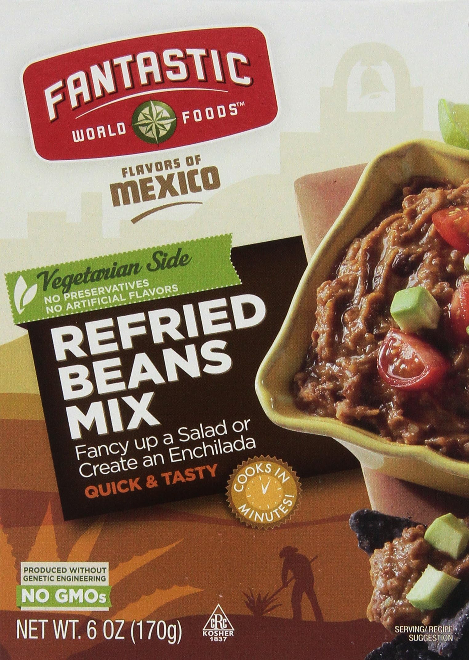 Fantastic World Foods Instant Refried Beans, 7-Ounce Boxes (Pack of 12)