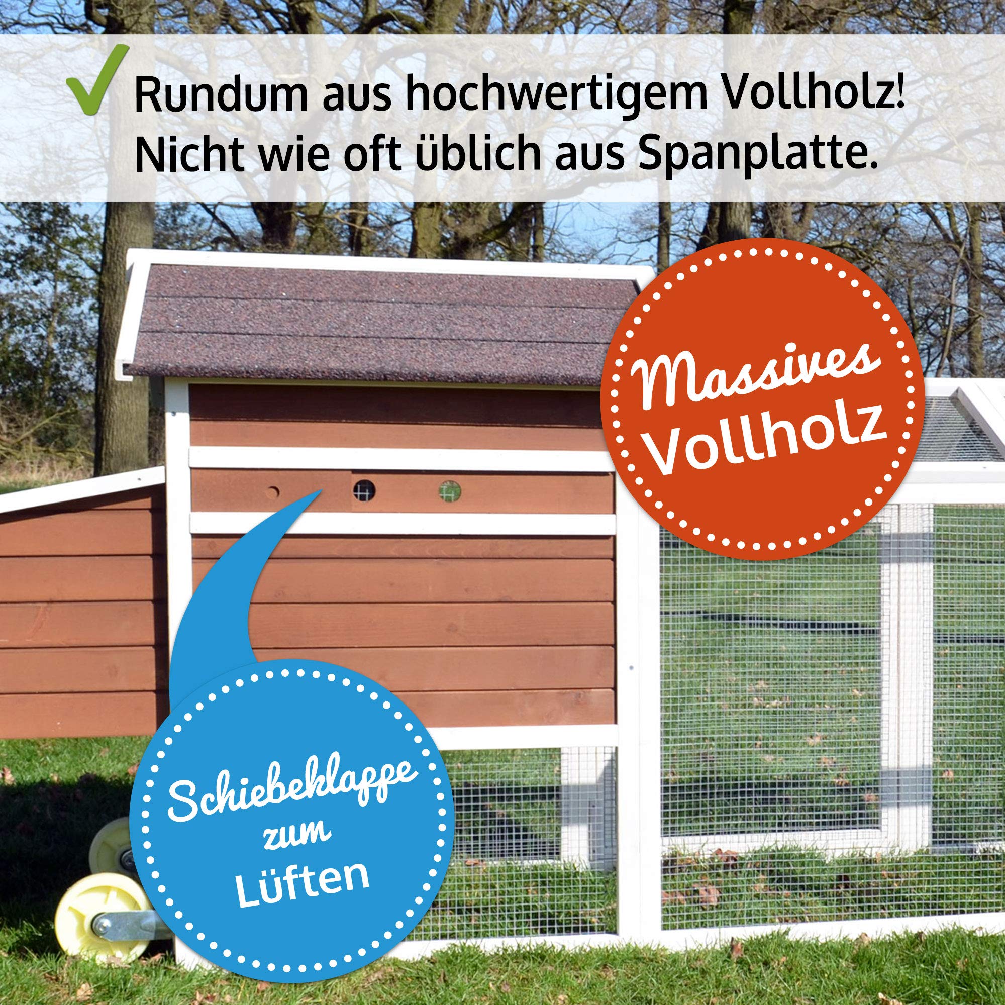 zooprinz Hühnervoliere Mobi mit Rollen – Hühnerstall aus Vollholz