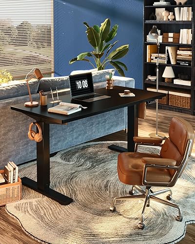 Vista 2 de FLEXISPOT EN1 - Escritorio de pie de una pieza, 48"x24" Escritorio eléctrico de altura ajustable sin costuras para oficina en casa, salas de estudio