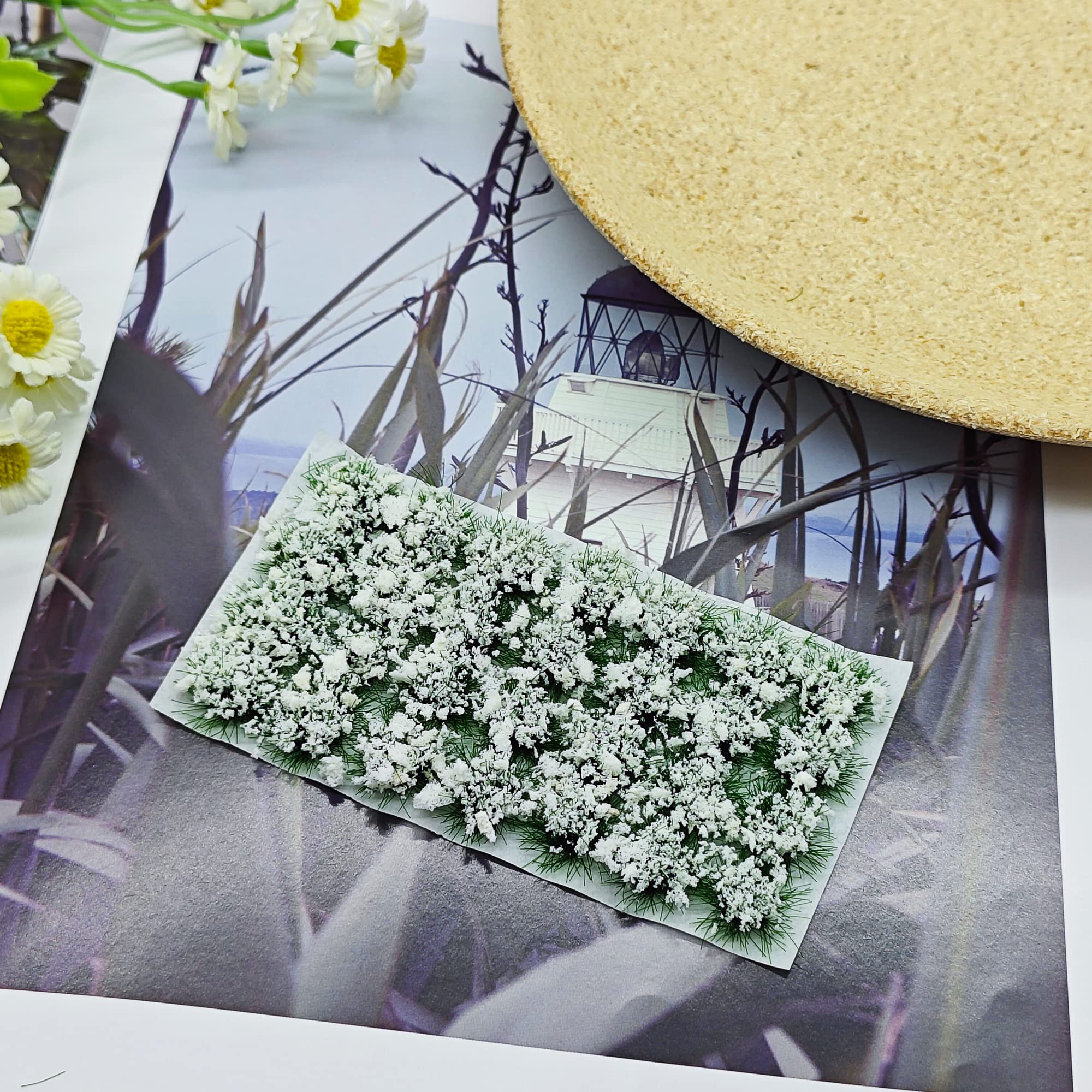 Attuslla Tufts de fleurs statiques miniatures colorées pour gazon statique pour modélisme, train, paysage ferroviaire, bricolage, jaune