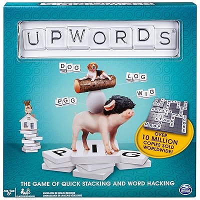 Spin Master Games, Upwords, Classic Word Game with Stackable Letter Tiles, Family Board Game, Crossword Activity, 1-4 Players, for Ages 8 & Up