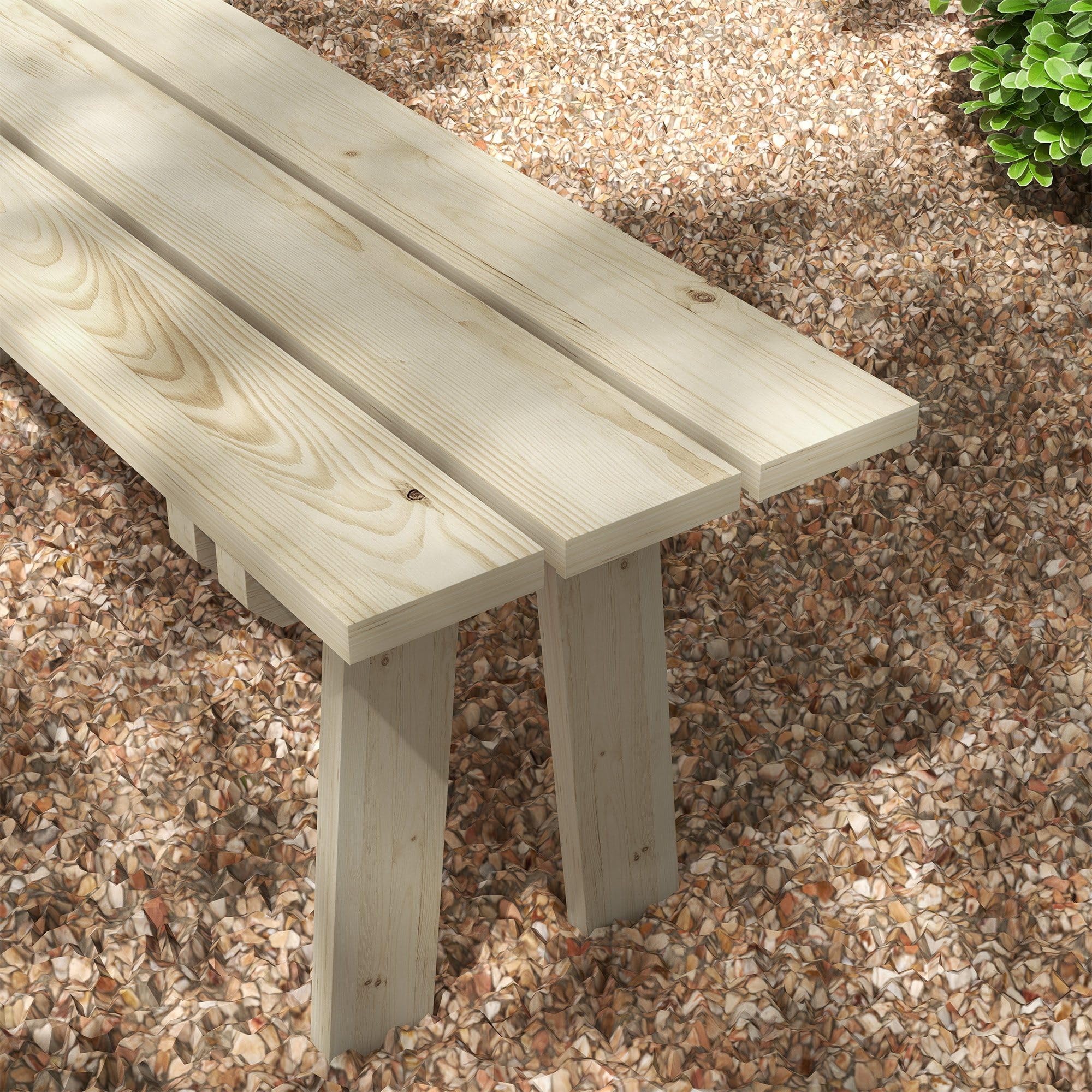 Outsunny Banco de Jardín de Madera 2 Plazas 130x38x45 cm Natural | Carga 220 kg, Banco de Exterior, para Patio Terraza Piscina
