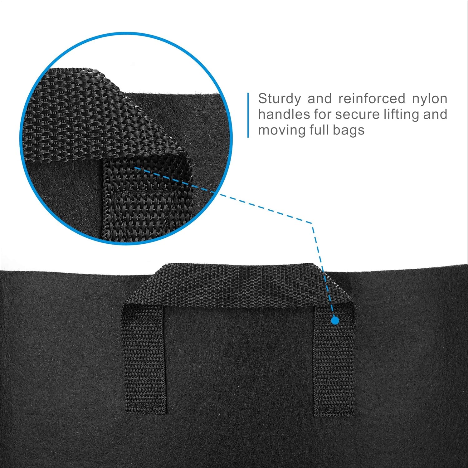 5-Pack 3 Gallon Plant Grow Bags - Heavy Duty Thickened Non-Woven Aeration Fabric Pots with Strap Handles