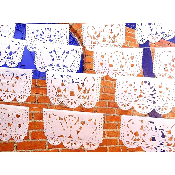 Buy 5 Pk Mi bautizo or Baby shower party decor for boy or girl, Over 60 feet of Papel Picado