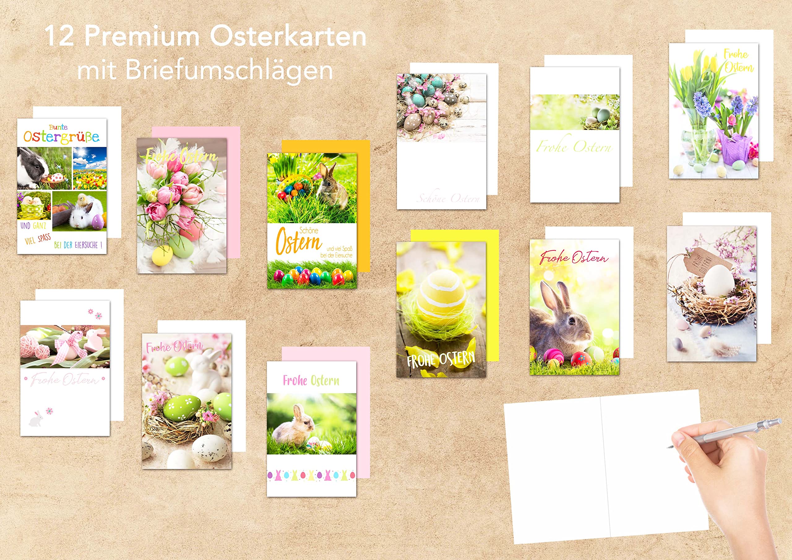 Edition Seidel Set 6 Biglietti Pasqua Con Buste: Cartoline Auguri Pieghevoli Con Motivi Esclusivi, Stampati In Germania